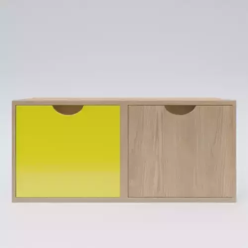 Cabinet storage unit with two drawers and door