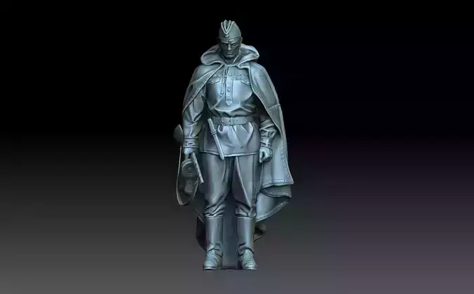 Soldier statue of man holding gun