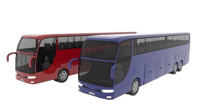 TRAVEL BUS PACK Low-poly 3D model