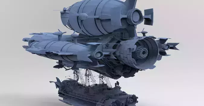 Grand Sci fi Airship Space design