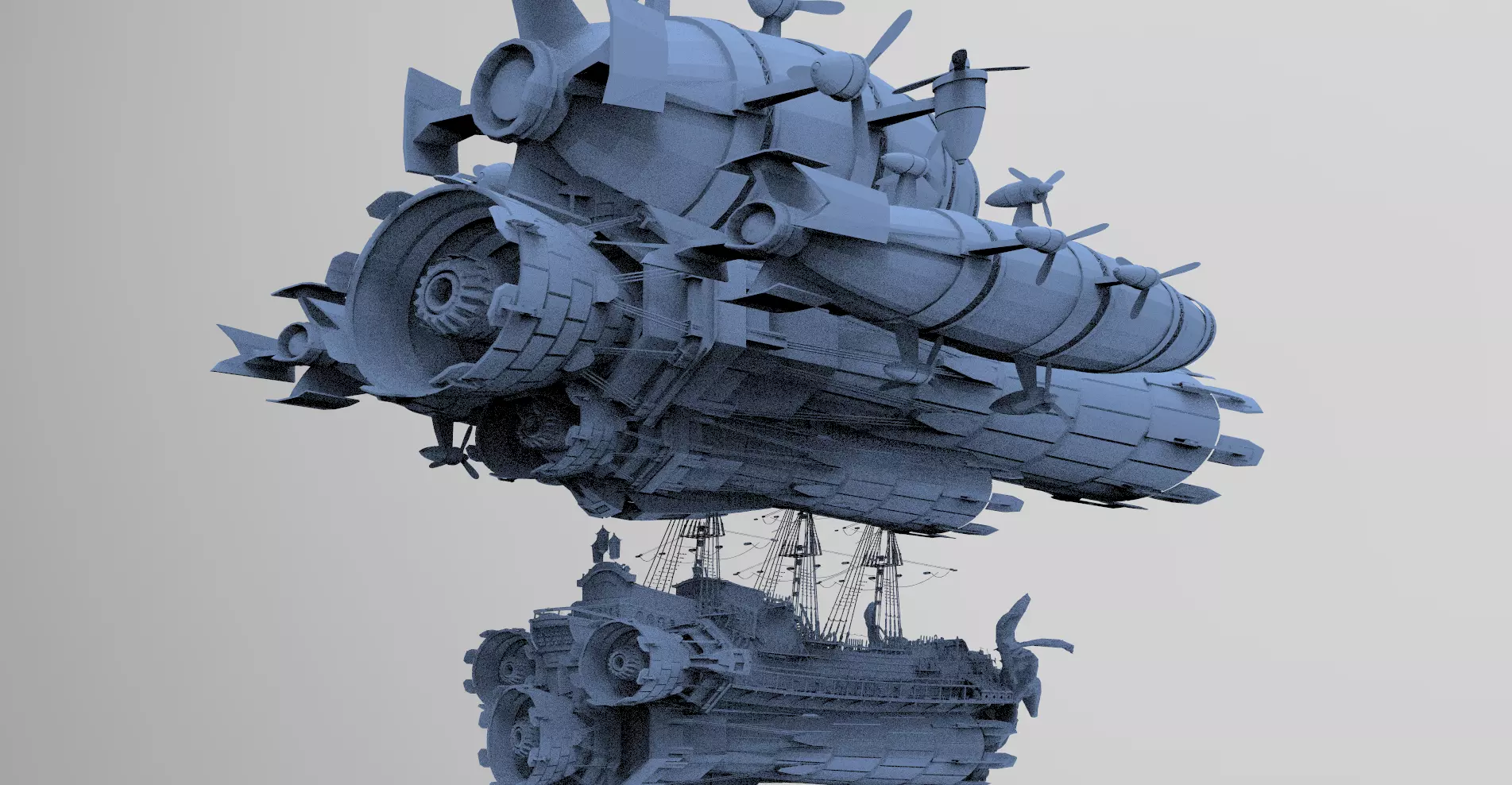 Sci fi Airship Space design 6 3D model_0