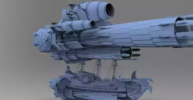 Grand Sci fi Airship Space design 3 