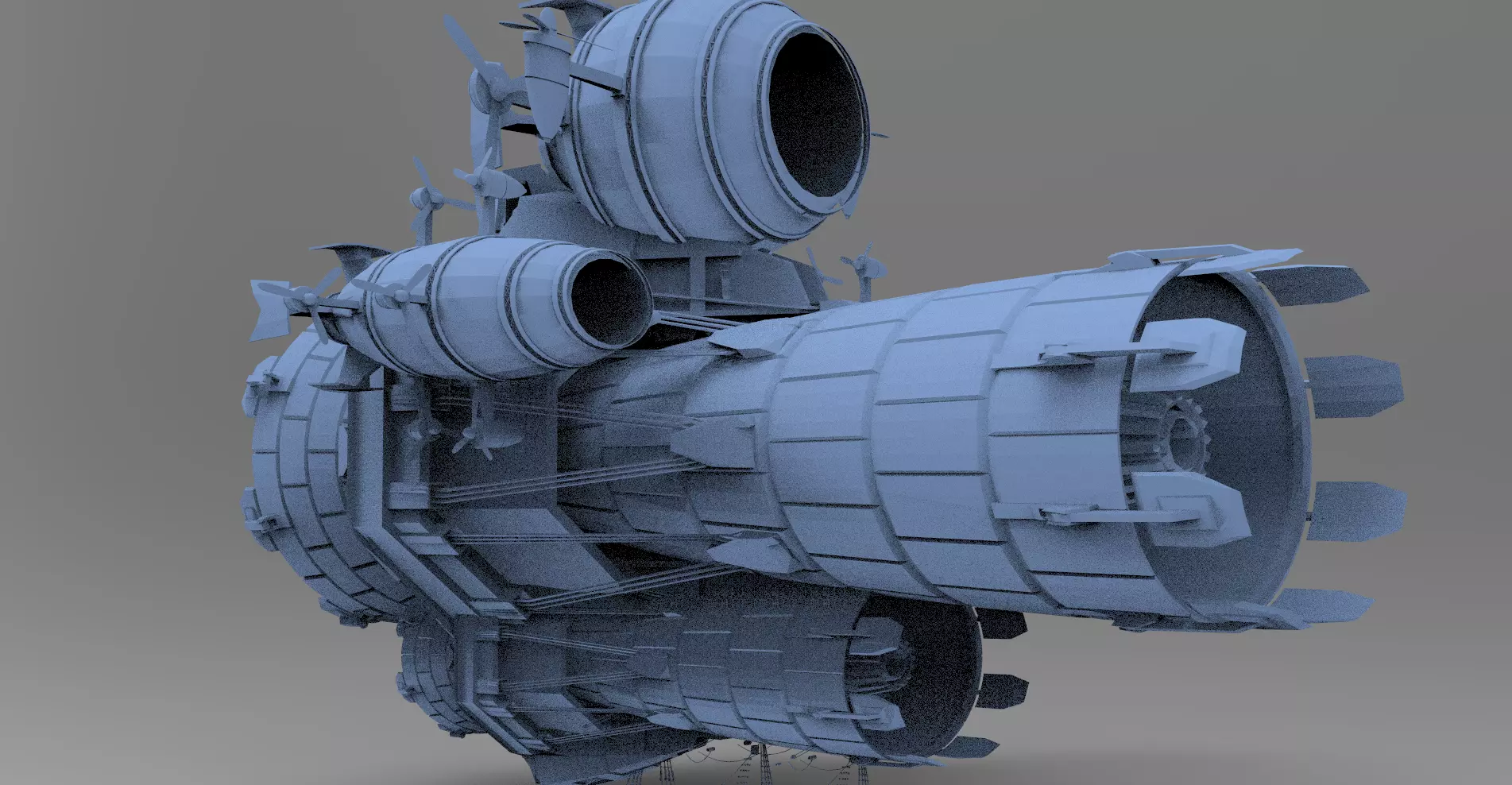 Grand Sci fi Airship Space design 8 3D model_0