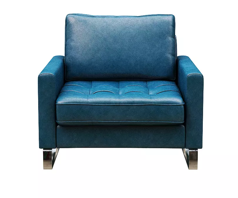 Armchair leather club chair Low-poly 3D model_0