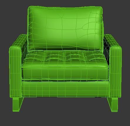 Armchair leather club chair Low-poly 3D model_6