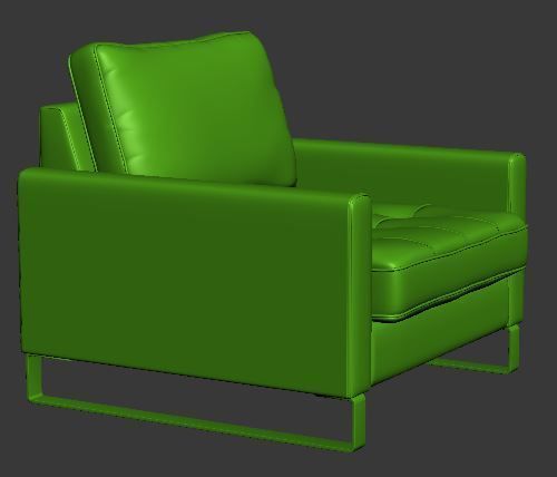 Armchair leather club chair Low-poly 3D model_8