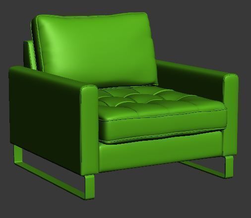 Armchair leather club chair Low-poly 3D model_7