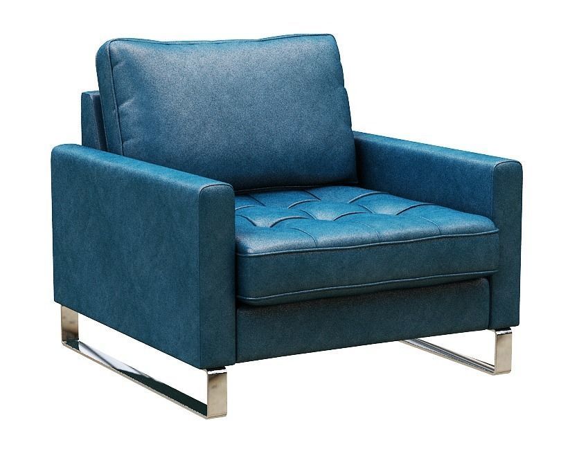 Armchair leather club chair Low-poly 3D model_1