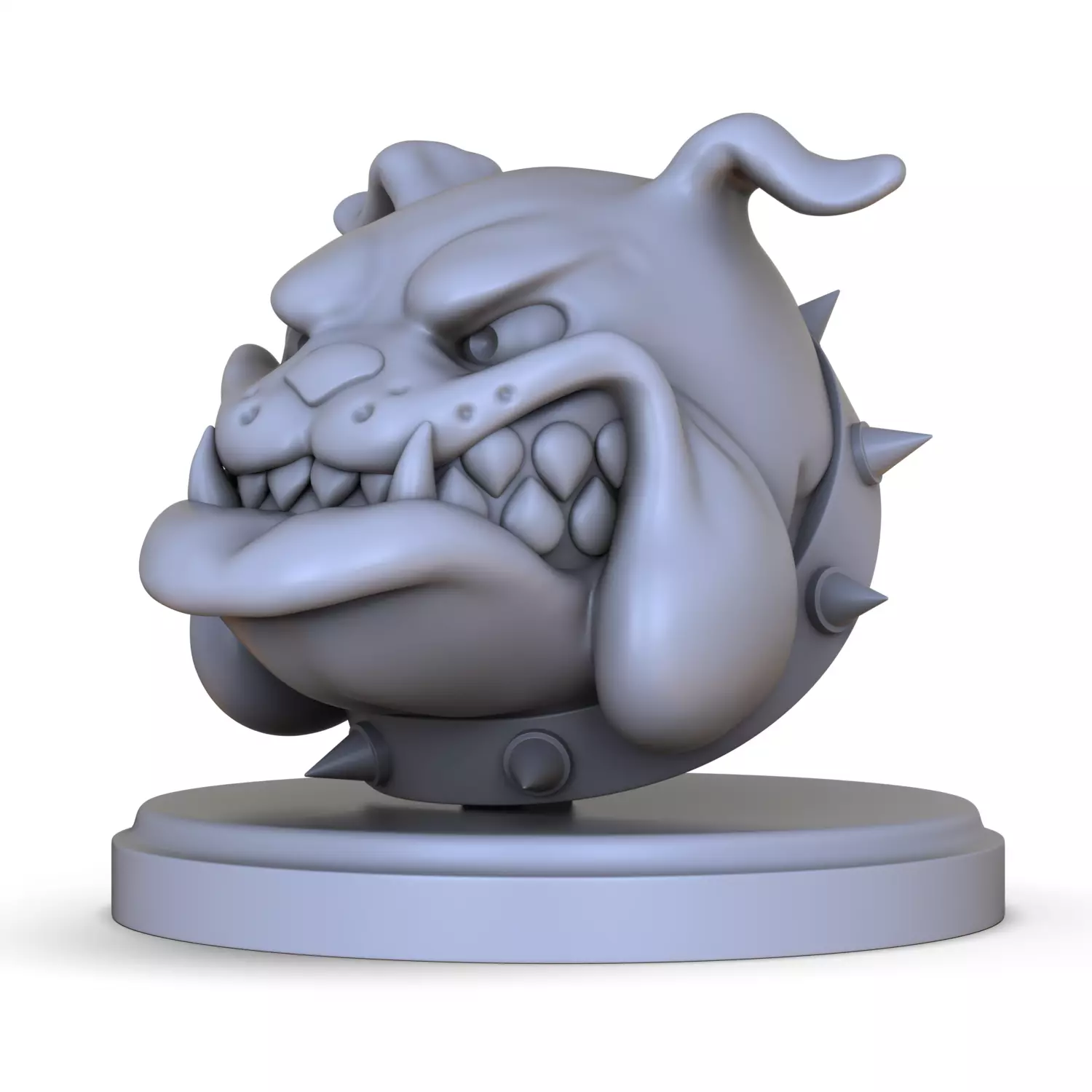 Bulldog dog with spikes 3D print model_0