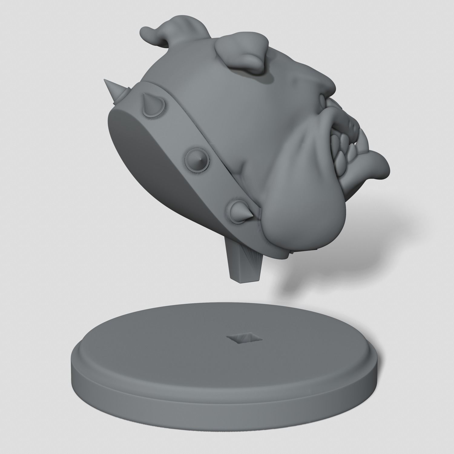 Bulldog dog with spikes 3D print model_11