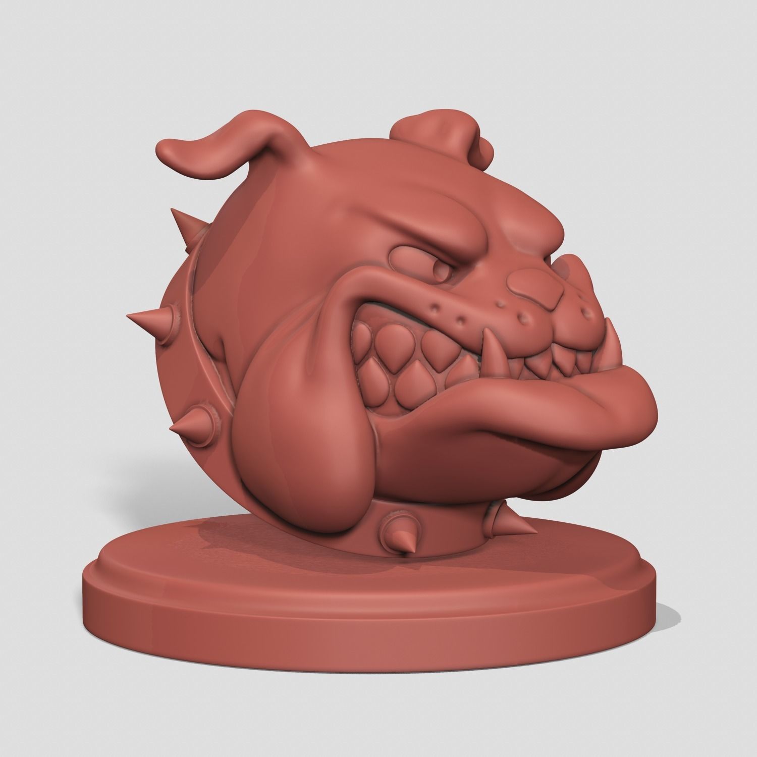 Bulldog dog with spikes 3D print model_9
