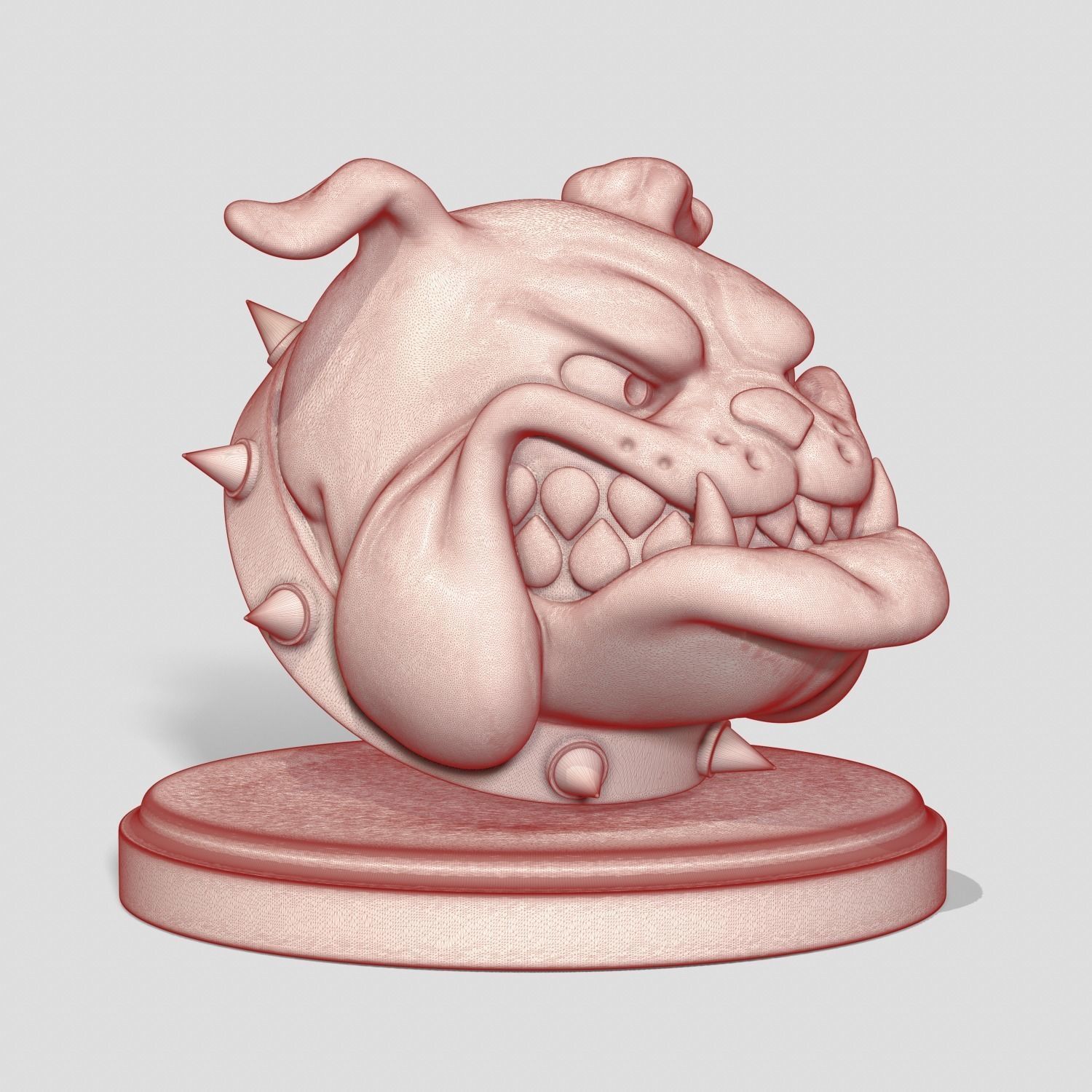 Bulldog dog with spikes 3D print model_12