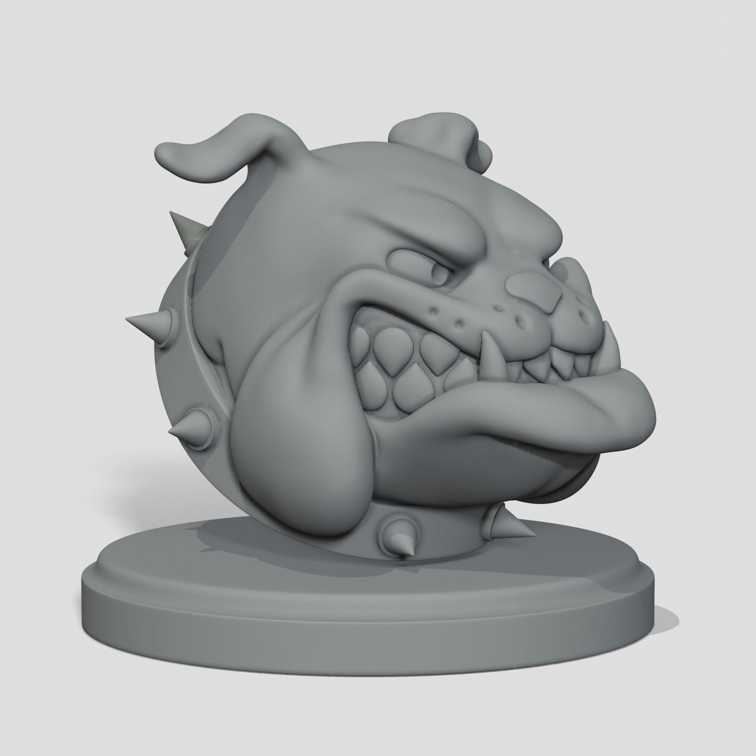 Bulldog dog with spikes 3D print model_1