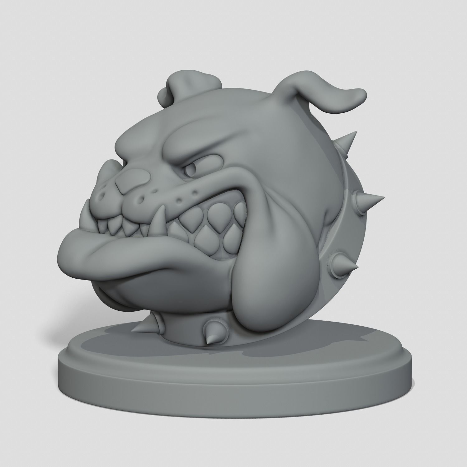 Bulldog dog with spikes 3D print model_7
