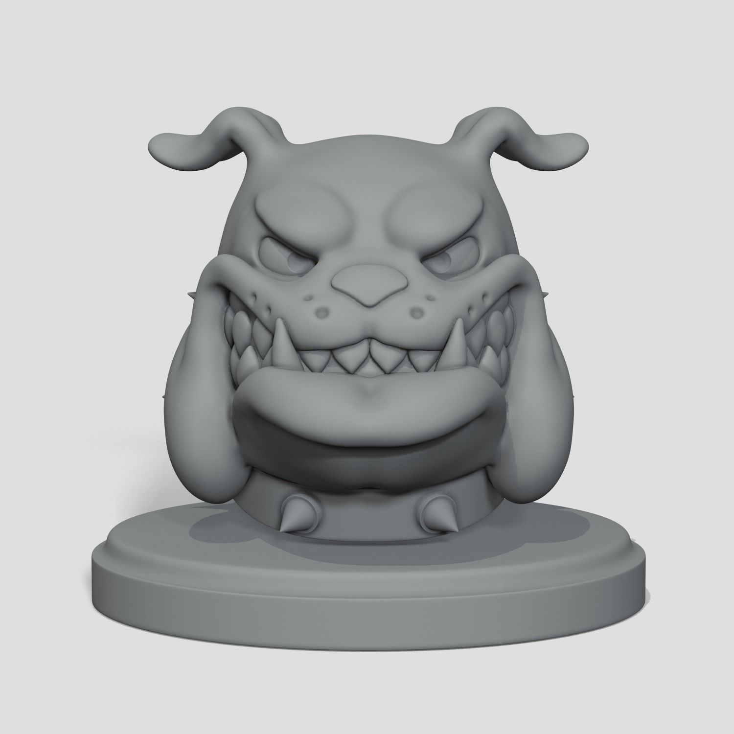 Bulldog dog with spikes 3D print model_8