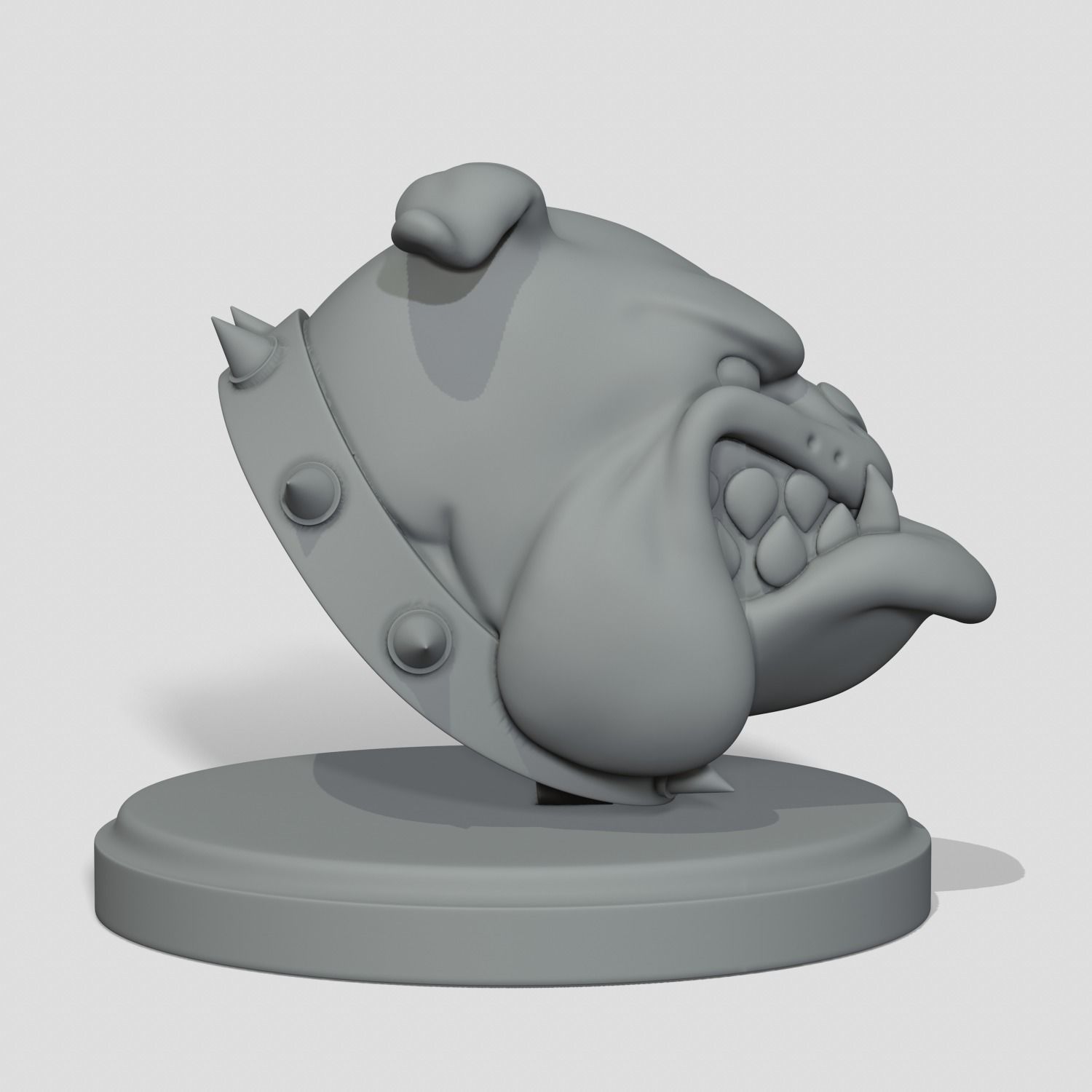 Bulldog dog with spikes 3D print model_2