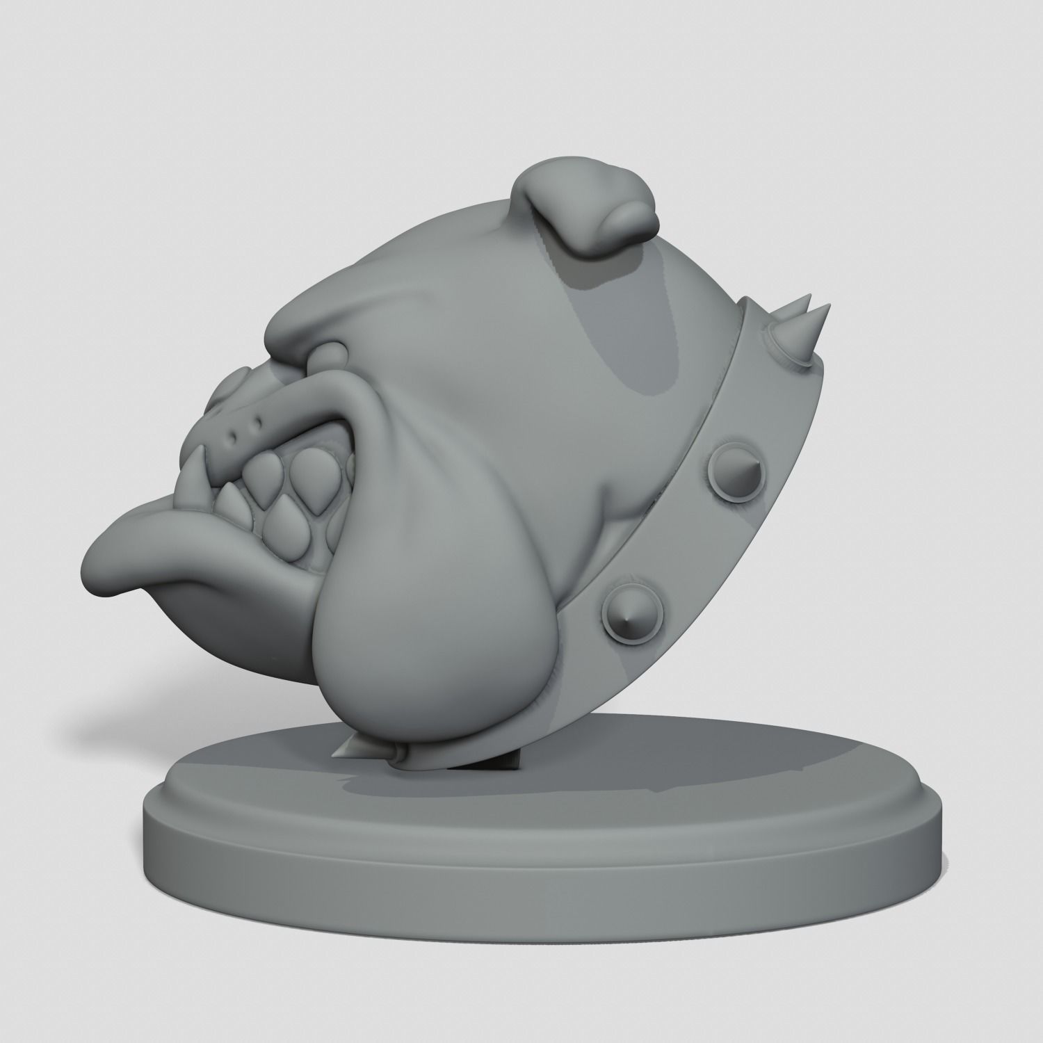 Bulldog dog with spikes 3D print model_6