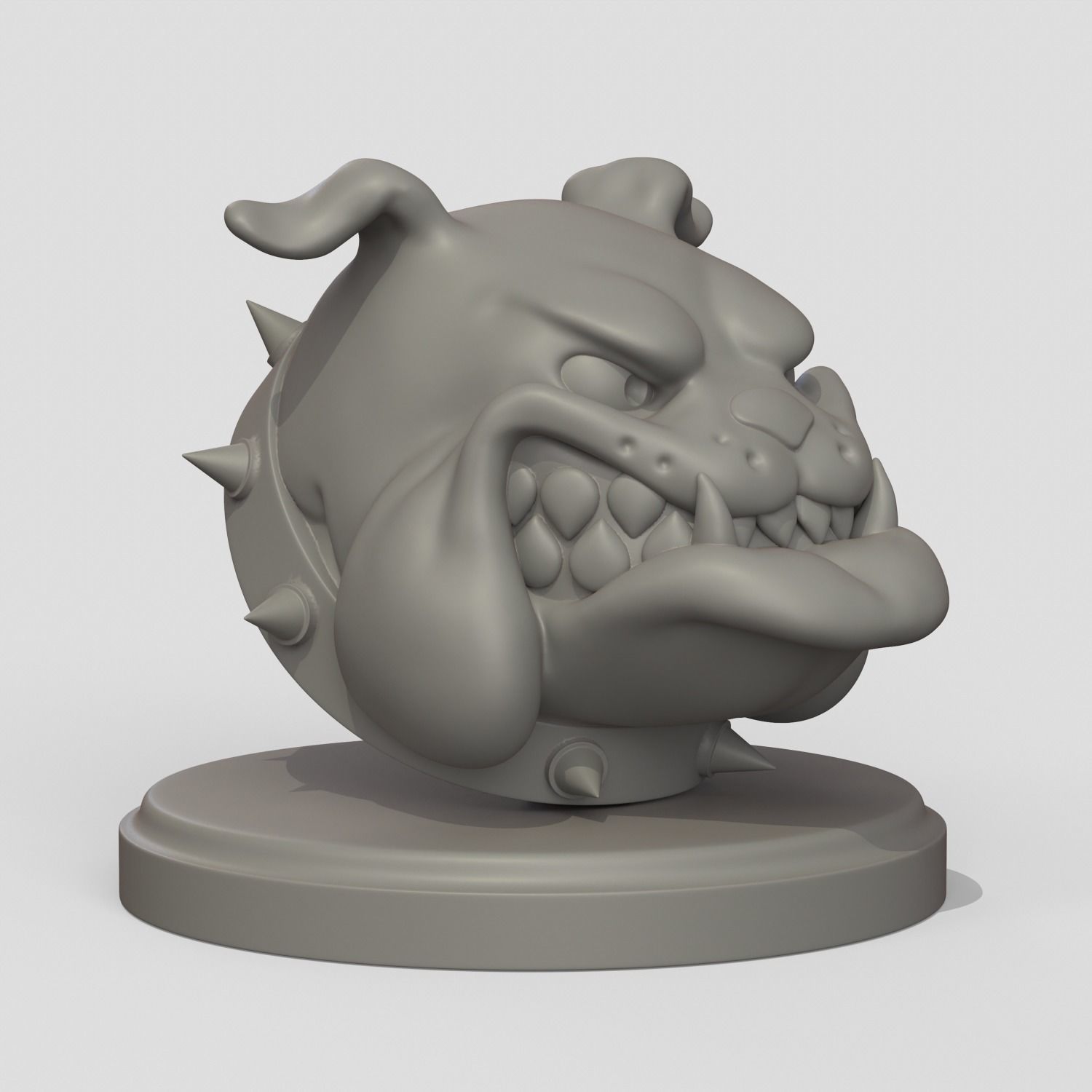 Bulldog dog with spikes 3D print model_10