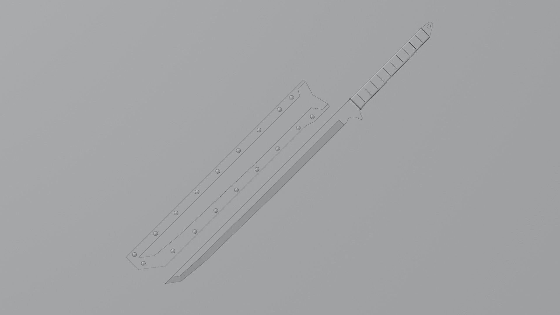 Modern Japanese long sword - katana for the game Low-poly 3D model_8