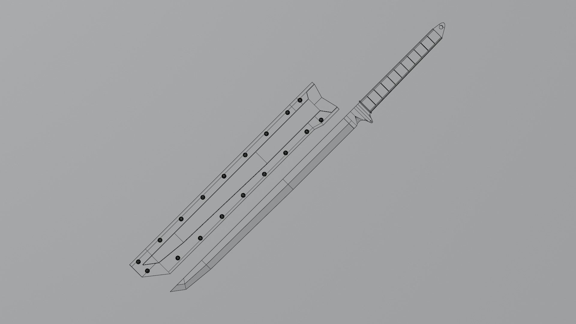 Modern Japanese long sword - katana for the game Low-poly 3D model_7