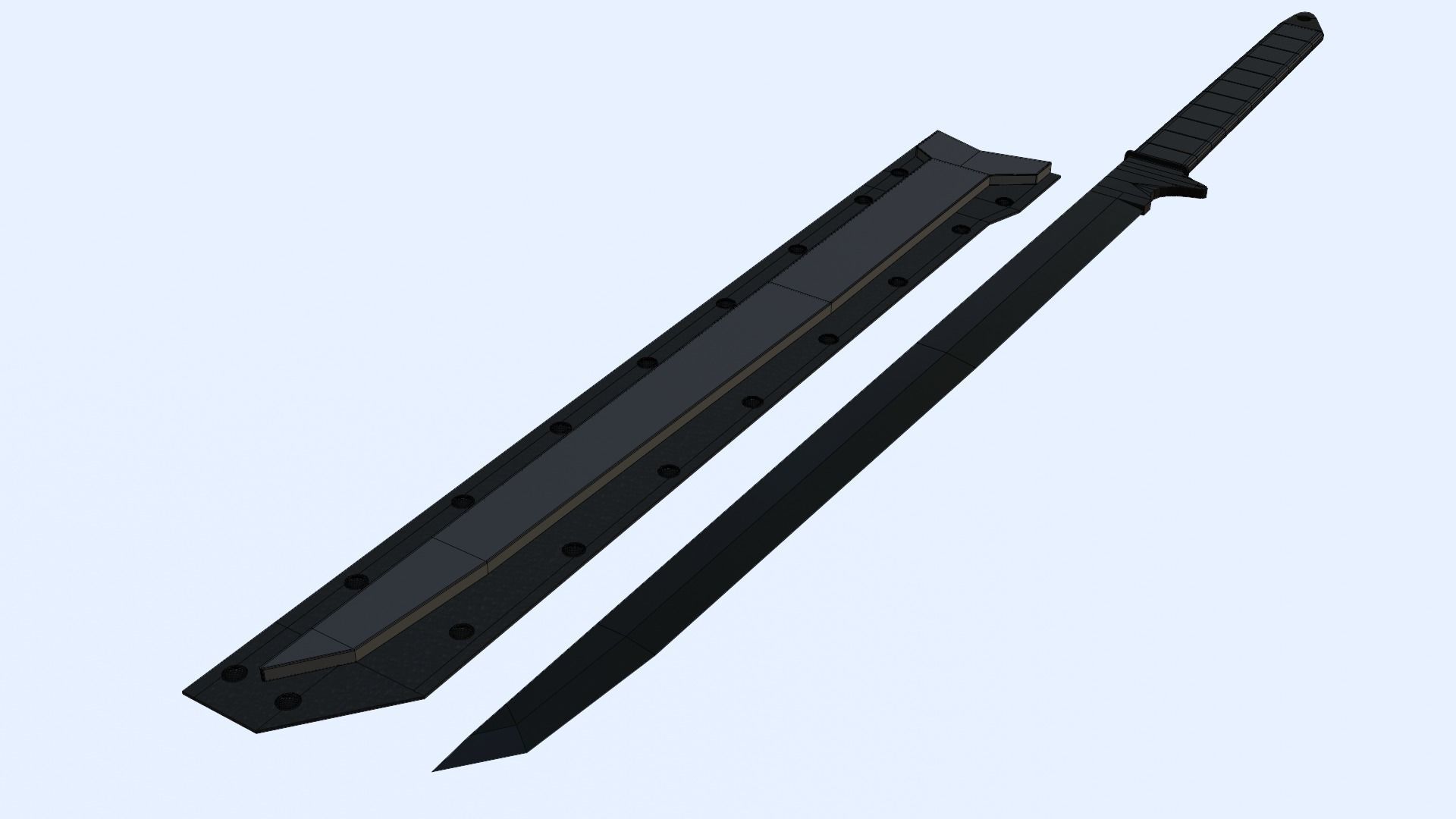 Modern Japanese long sword - katana for the game Low-poly 3D model_4
