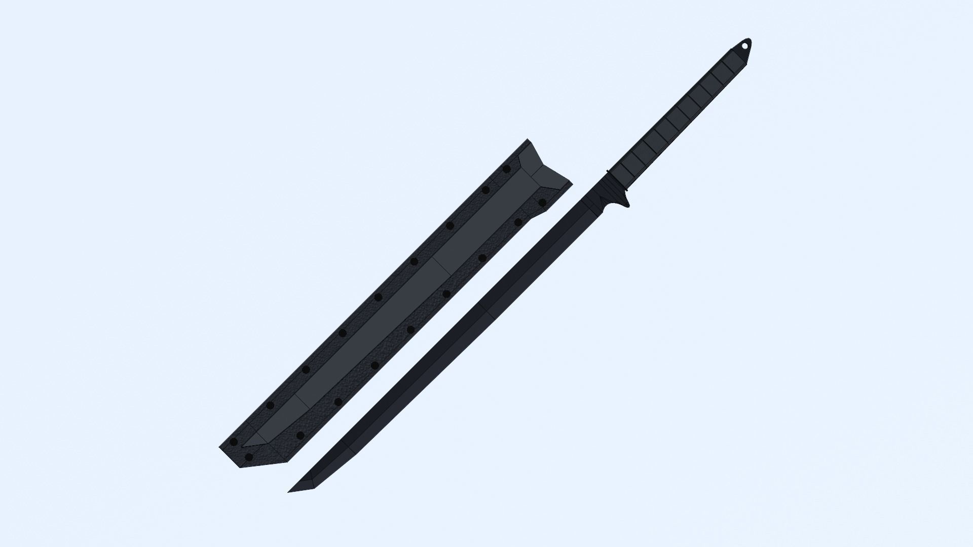 Modern Japanese long sword - katana for the game Low-poly 3D model_6