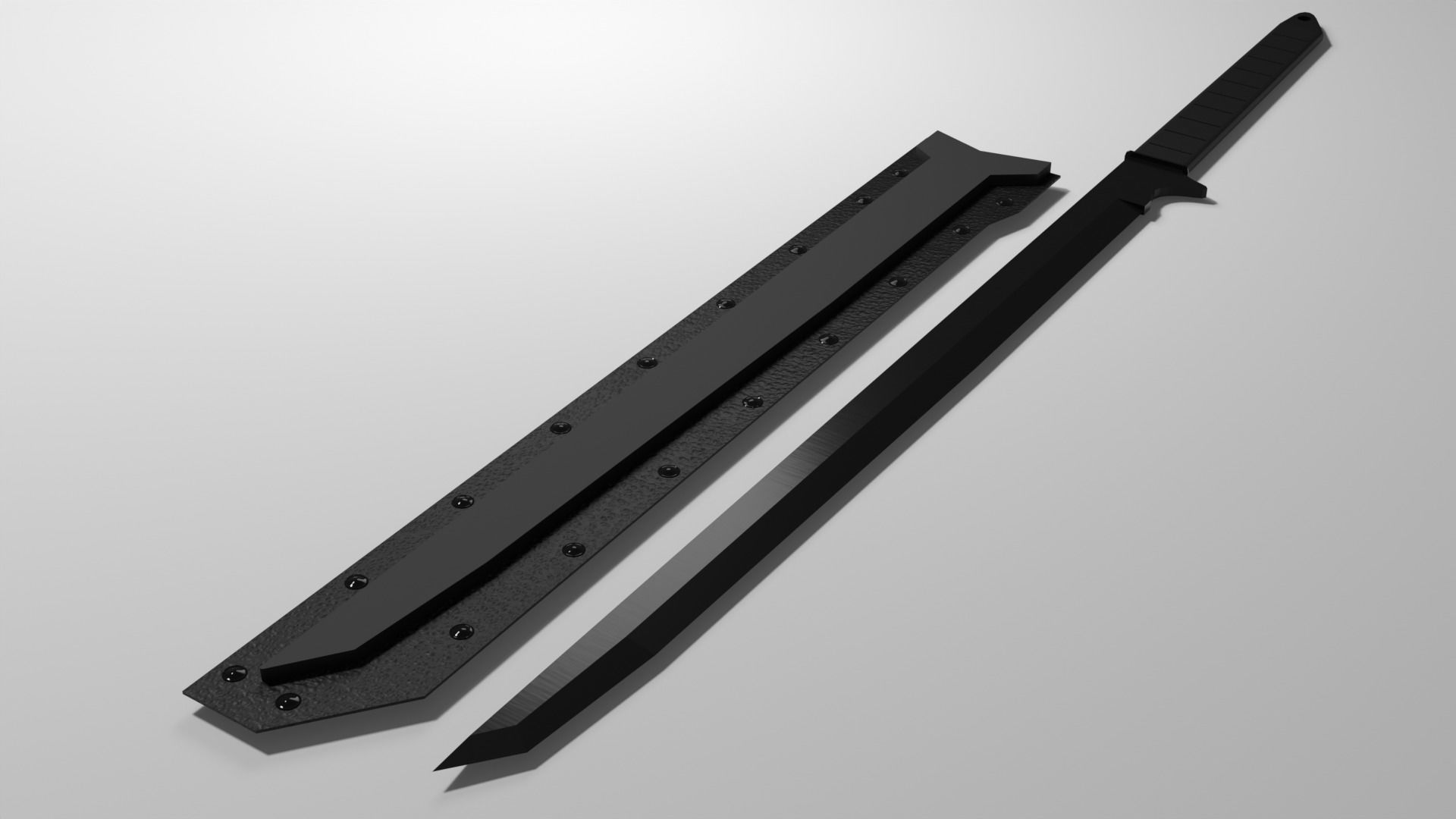 Modern Japanese long sword - katana for the game Low-poly 3D model_1