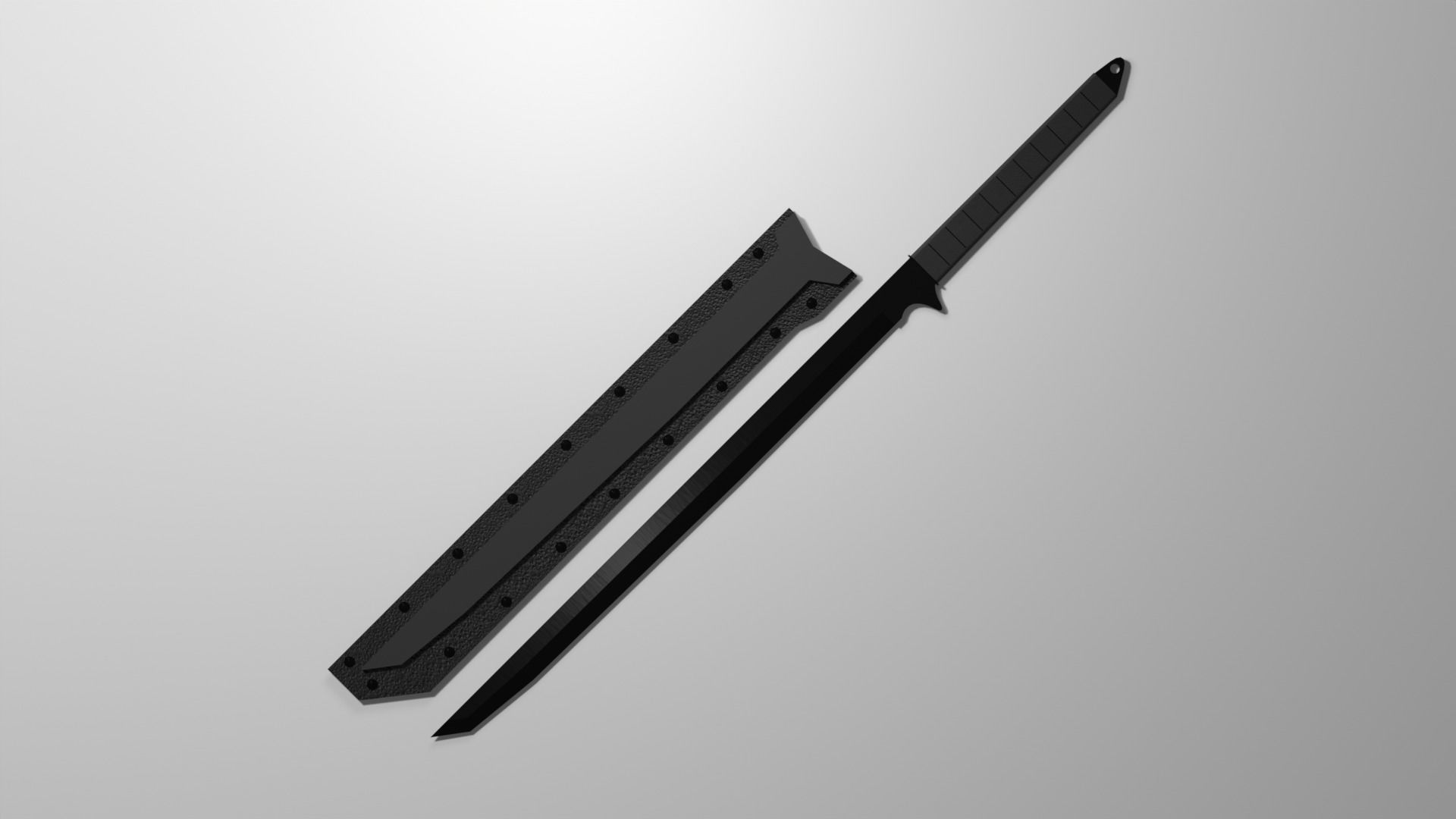 Modern Japanese long sword - katana for the game Low-poly 3D model_3