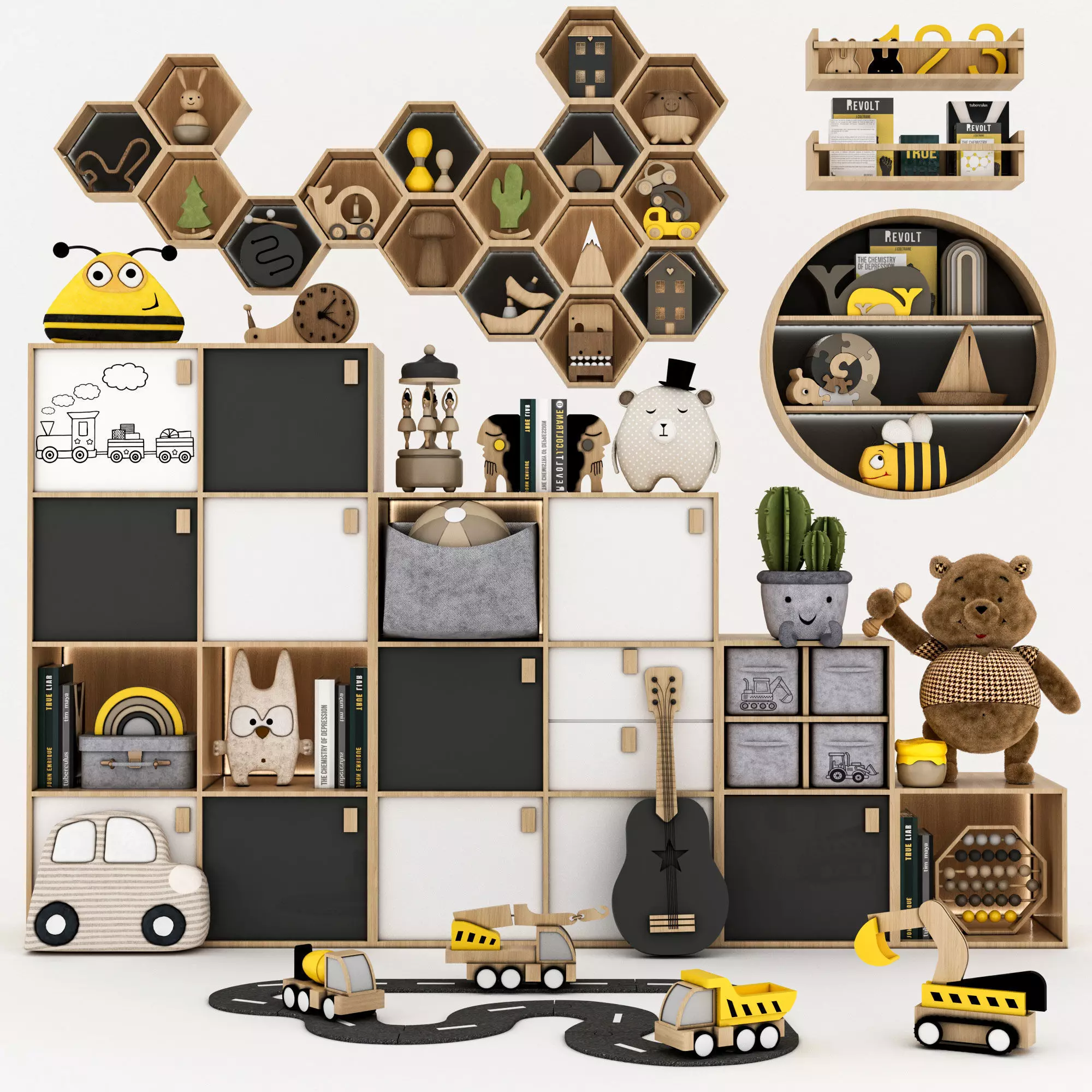 toys and furniture set Low-poly 3D model_0