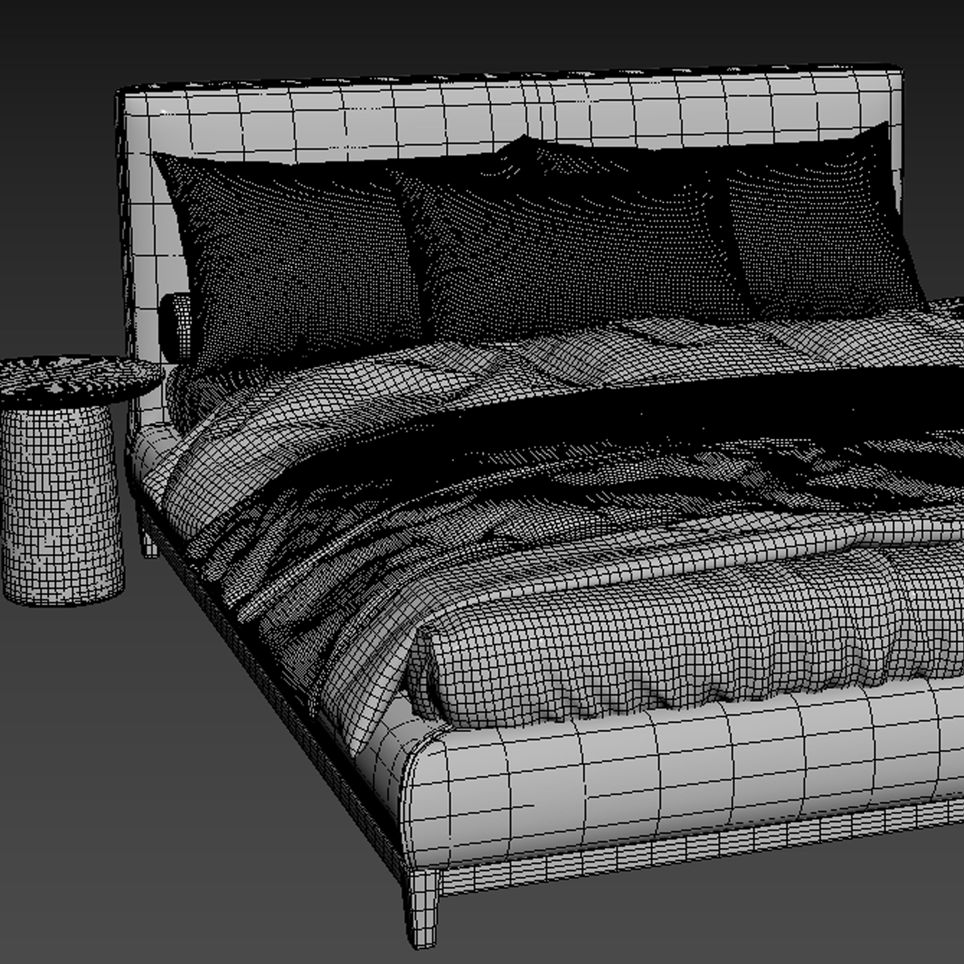 Andersen-Bed bed with two pillows and side table 3D model_4