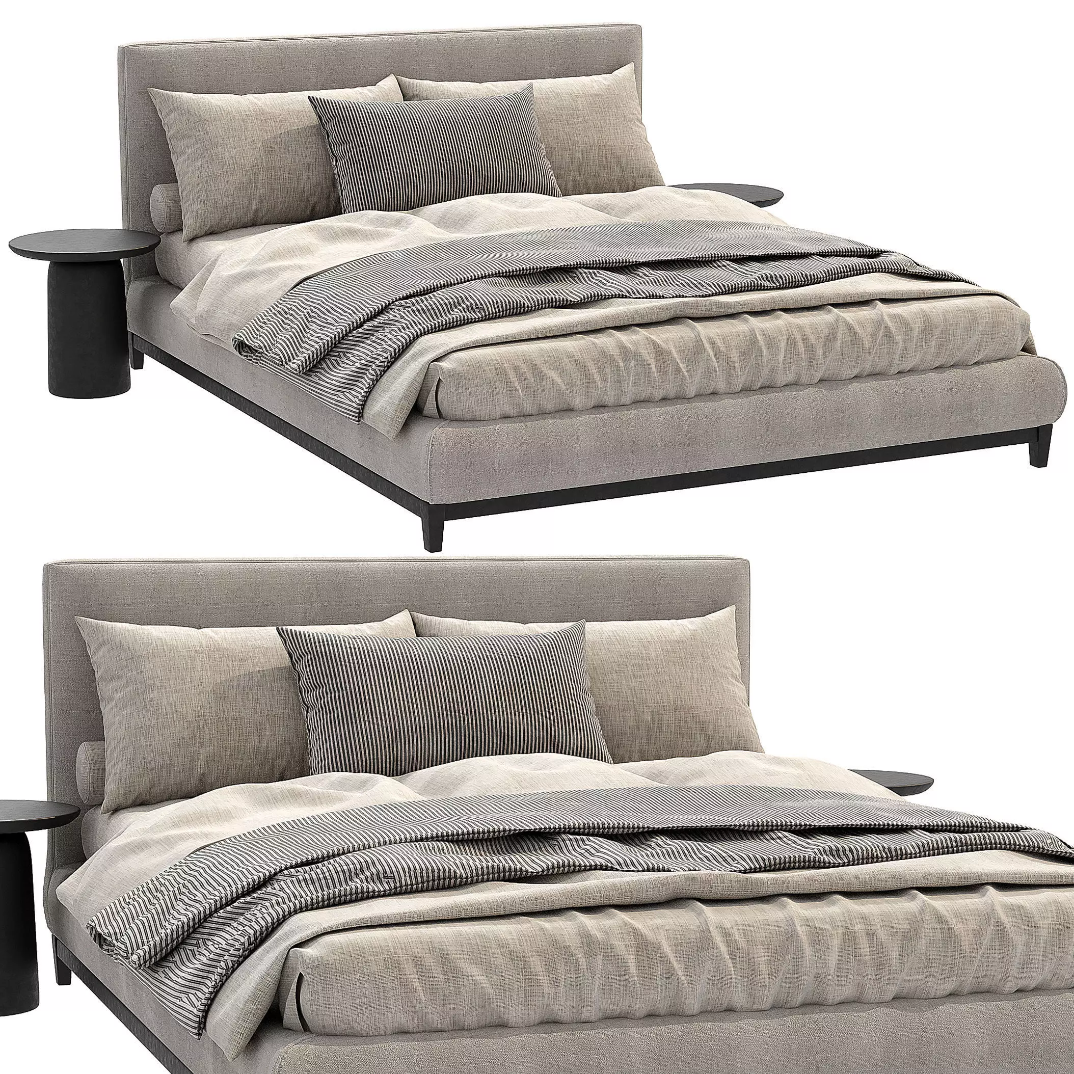 Andersen-Bed bed with two pillows and side table 3D model_0