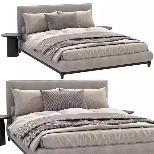 Andersen-Bed bed with two pillows and side table 3D model