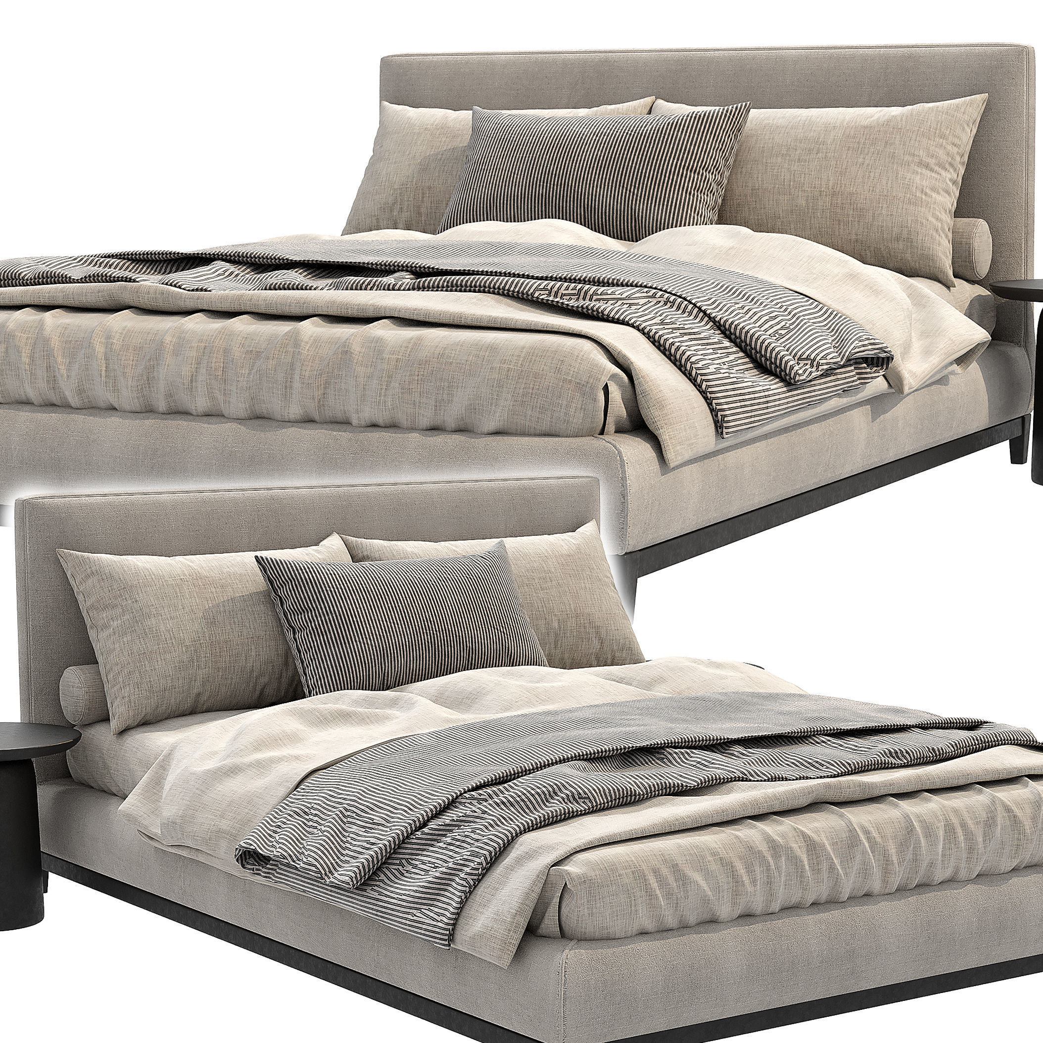 Andersen-Bed bed with two pillows and side table 3D model_2