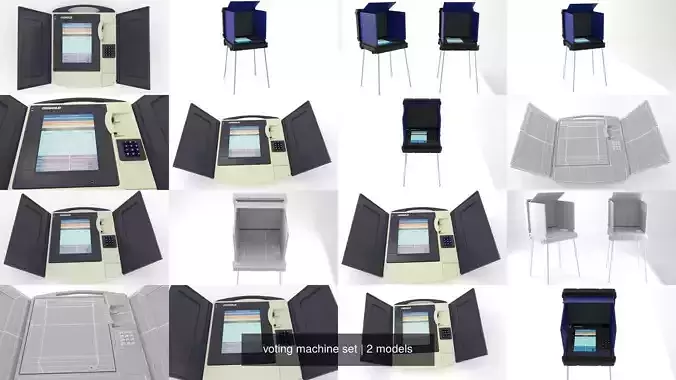 voting machine set 3D Model Collection