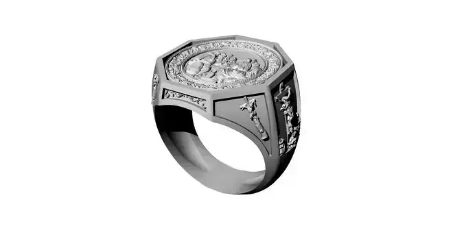 detailed male jesus ring