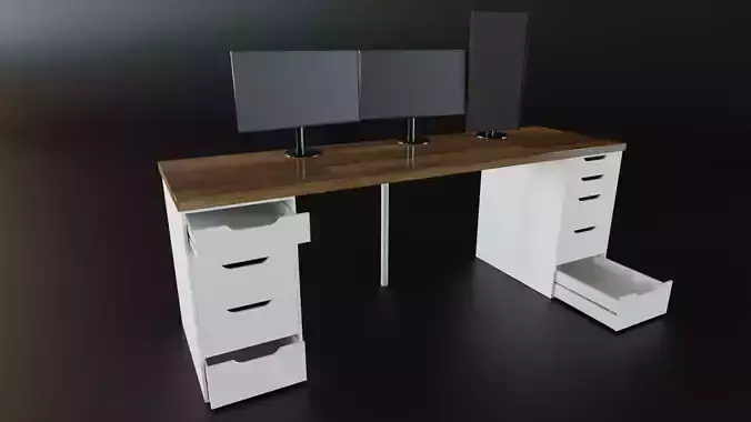 Alex Drawers Desk with monitors