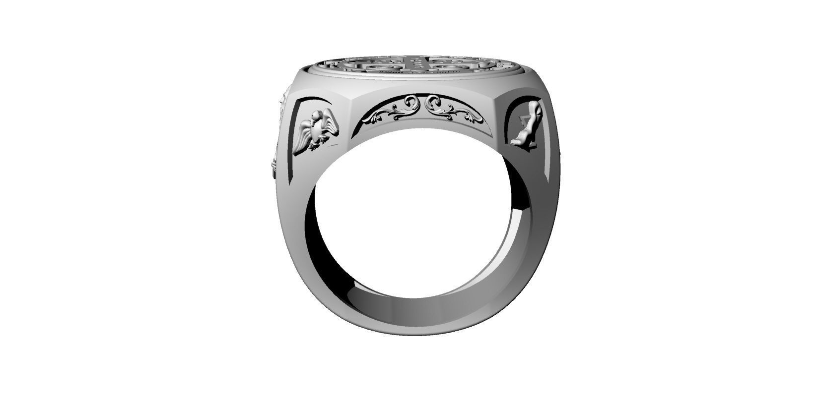 Saint Benedict Ring 3D print model_3
