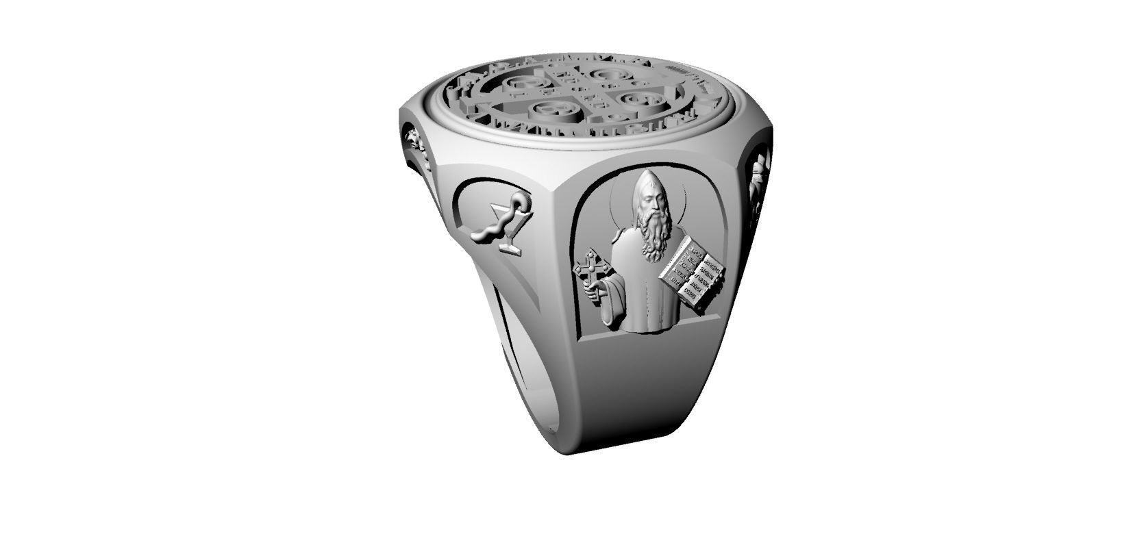 Saint Benedict Ring 3D print model_2