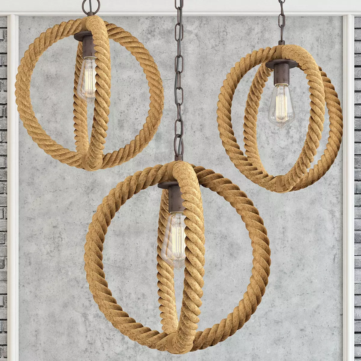 Circule rope chandelier 3D model