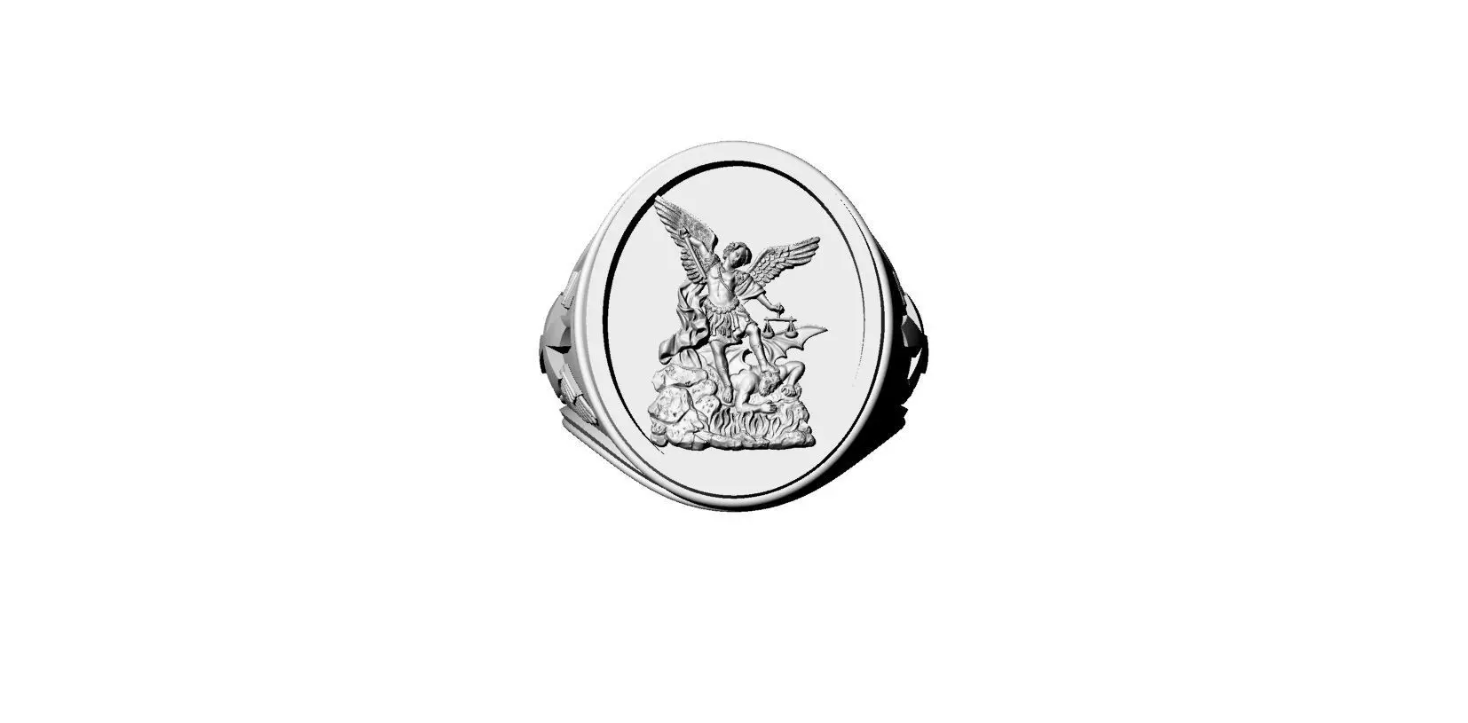 Ring angel Miguel saints 3D print model