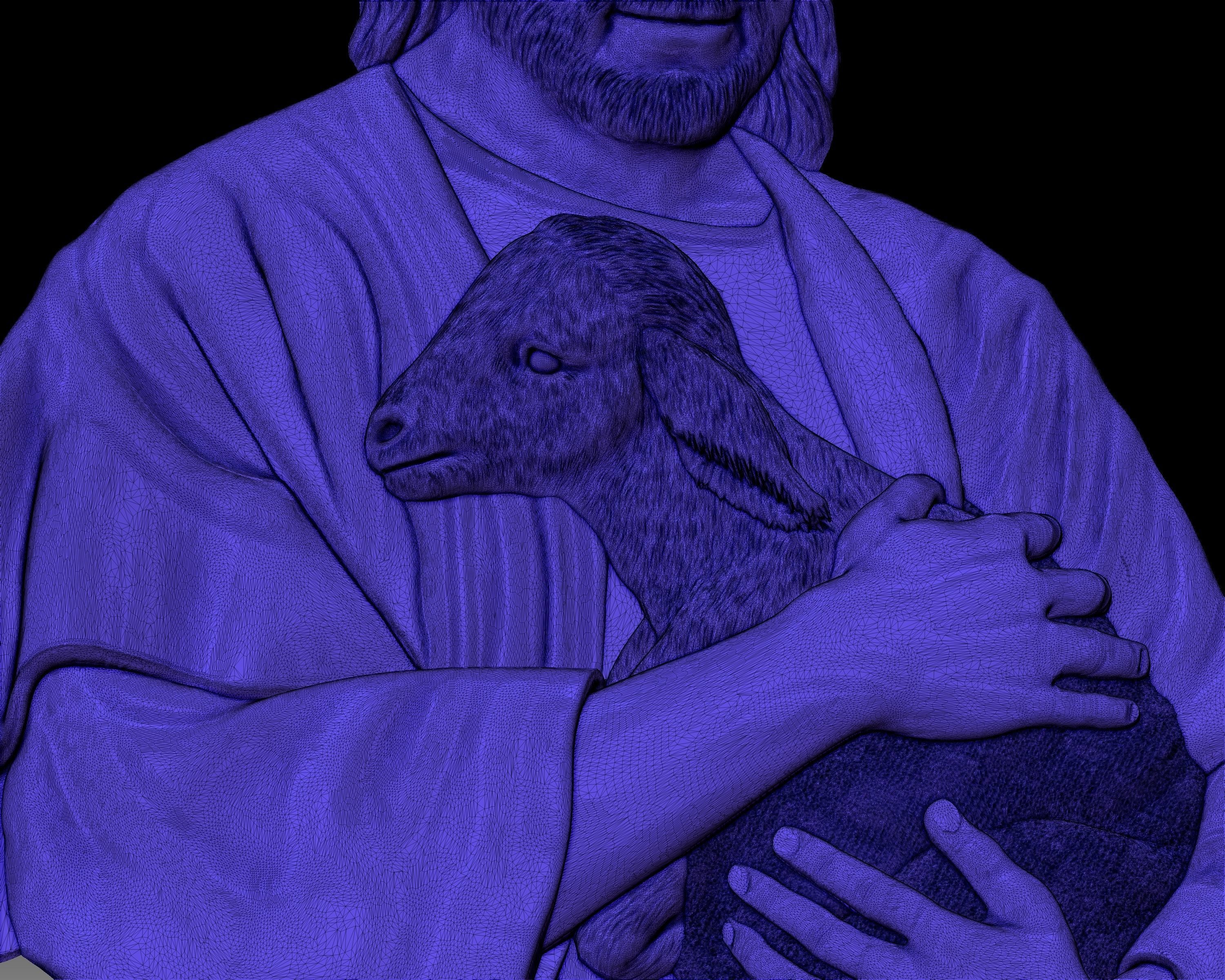 Jesus Christ with the lamb - bas-relief for CNC router 3D print model_10