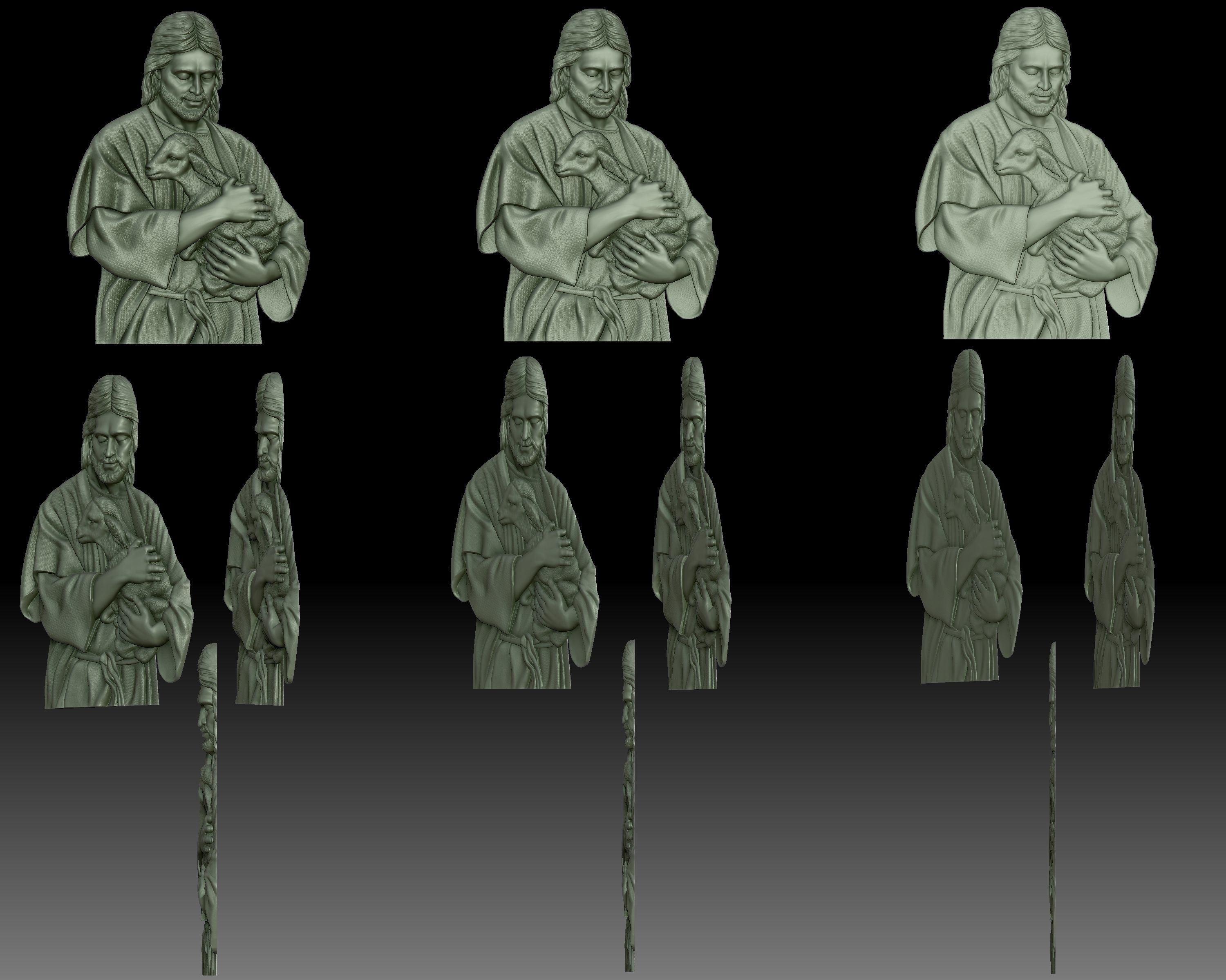 Jesus Christ with the lamb - bas-relief for CNC router 3D print model_8