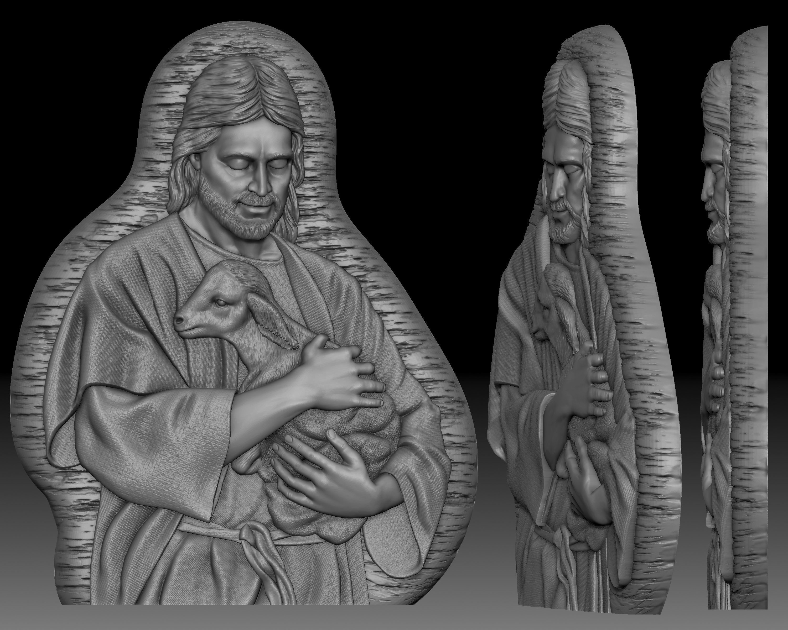 Jesus Christ with the lamb - bas-relief for CNC router 3D print model_2