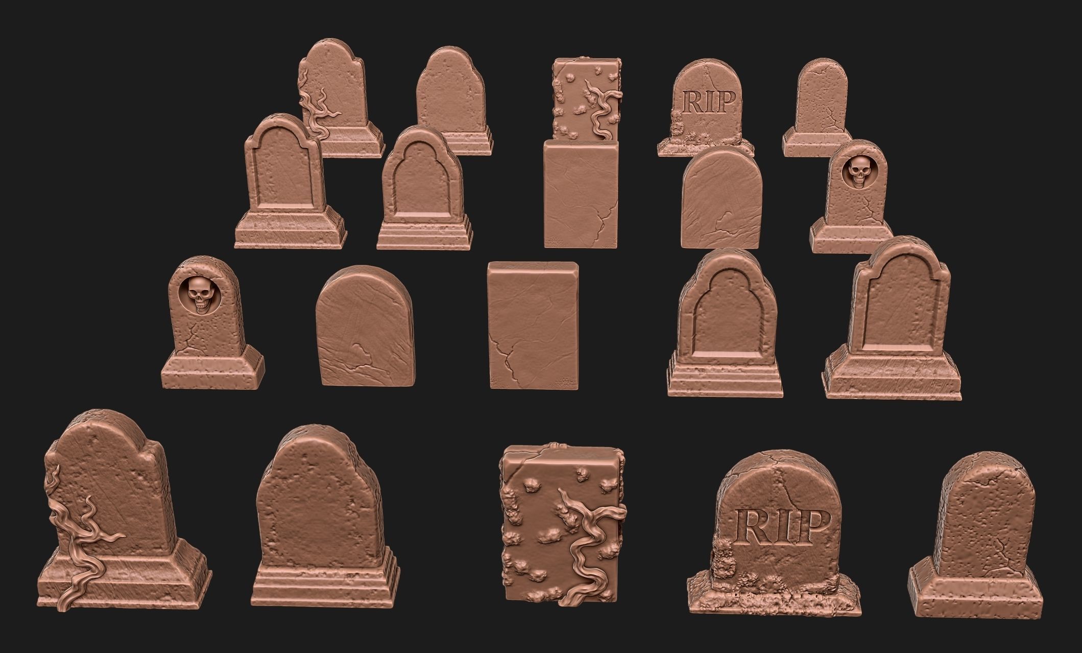 Tombstones-10 variants - 1-56 -28mm - Dioramas-Railway-Wargames Free 3D print model_13