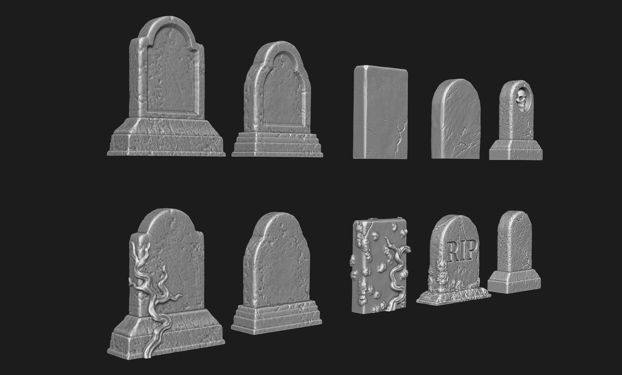 Tombstones-10 variants - 1-56 -28mm - Dioramas-Railway-Wargames Free 3D print model_2