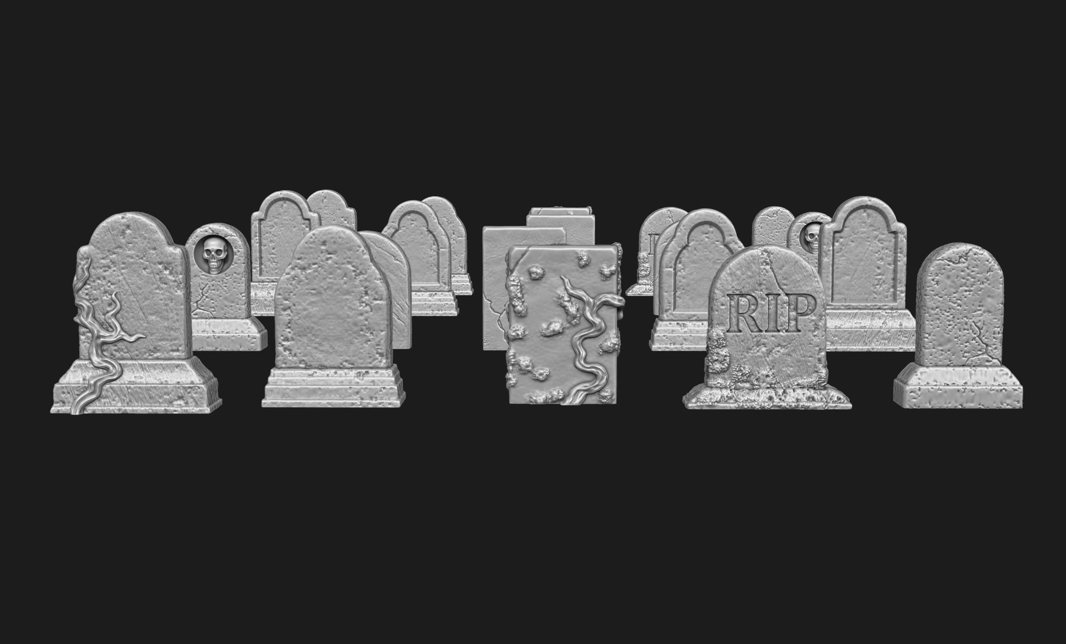 Tombstones-10 variants - 1-56 -28mm - Dioramas-Railway-Wargames Free 3D print model_5