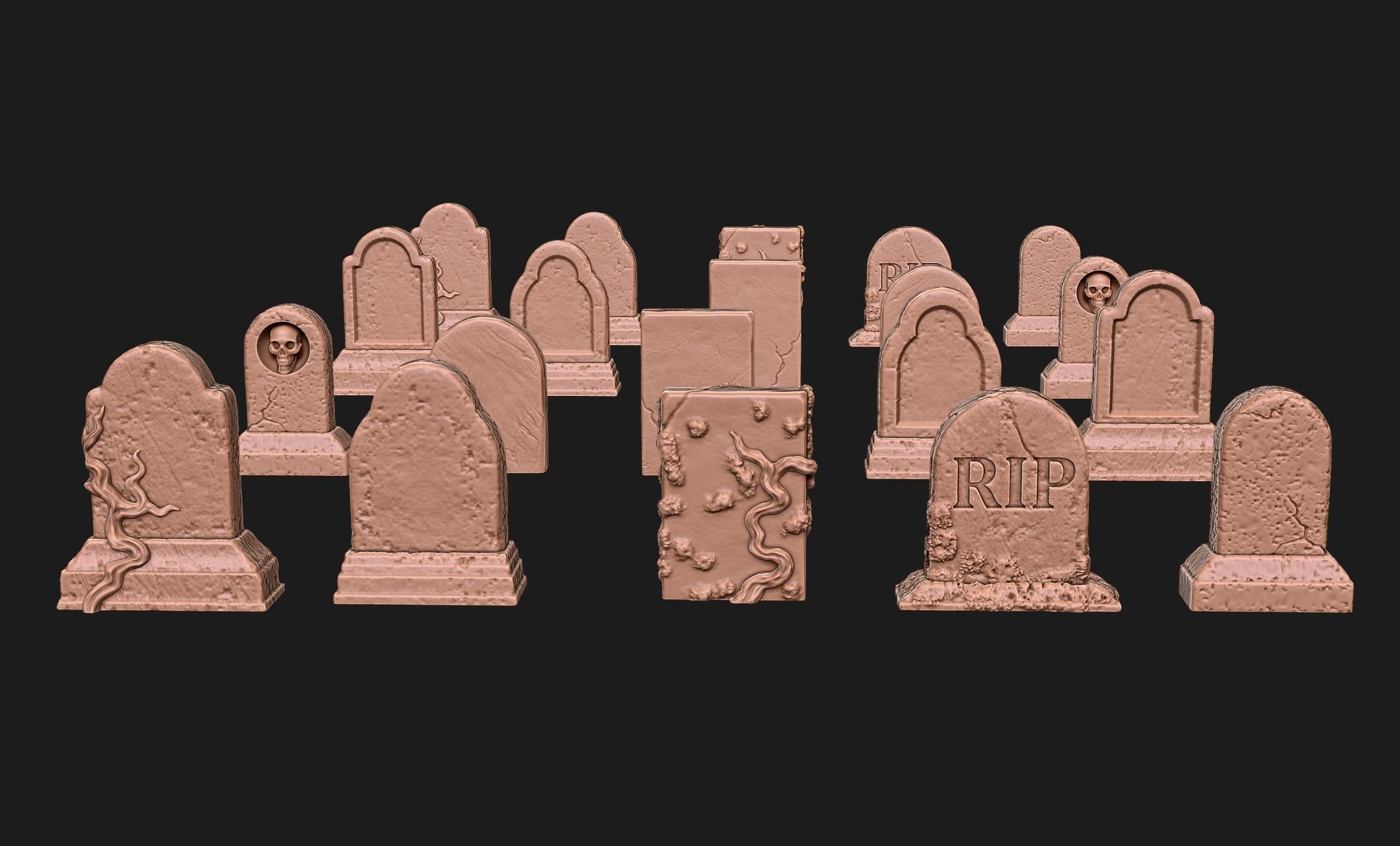 Tombstones-10 variants - 1-56 -28mm - Dioramas-Railway-Wargames Free 3D print model_20
