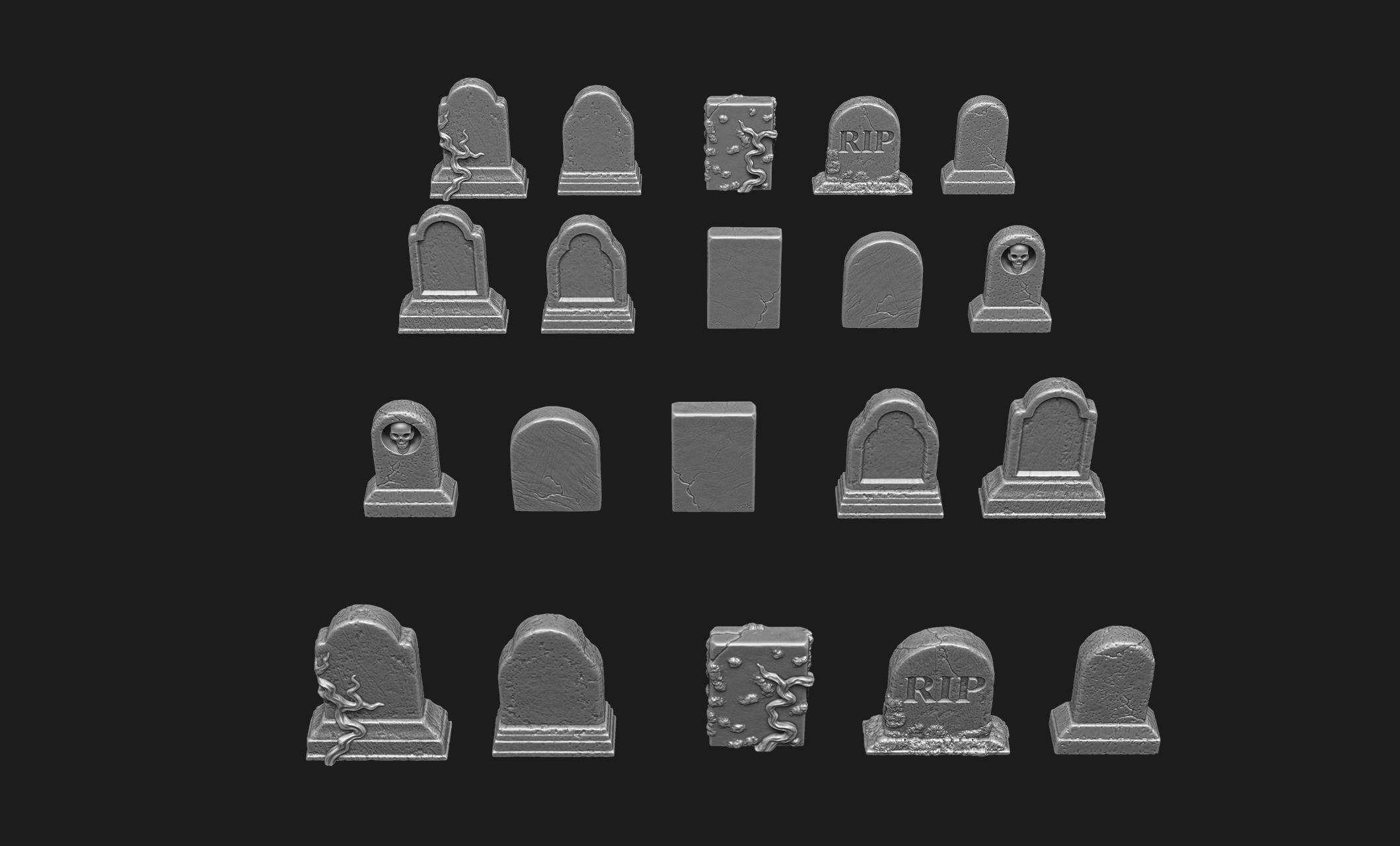Tombstones-10 variants - 1-56 -28mm - Dioramas-Railway-Wargames Free 3D print model_6