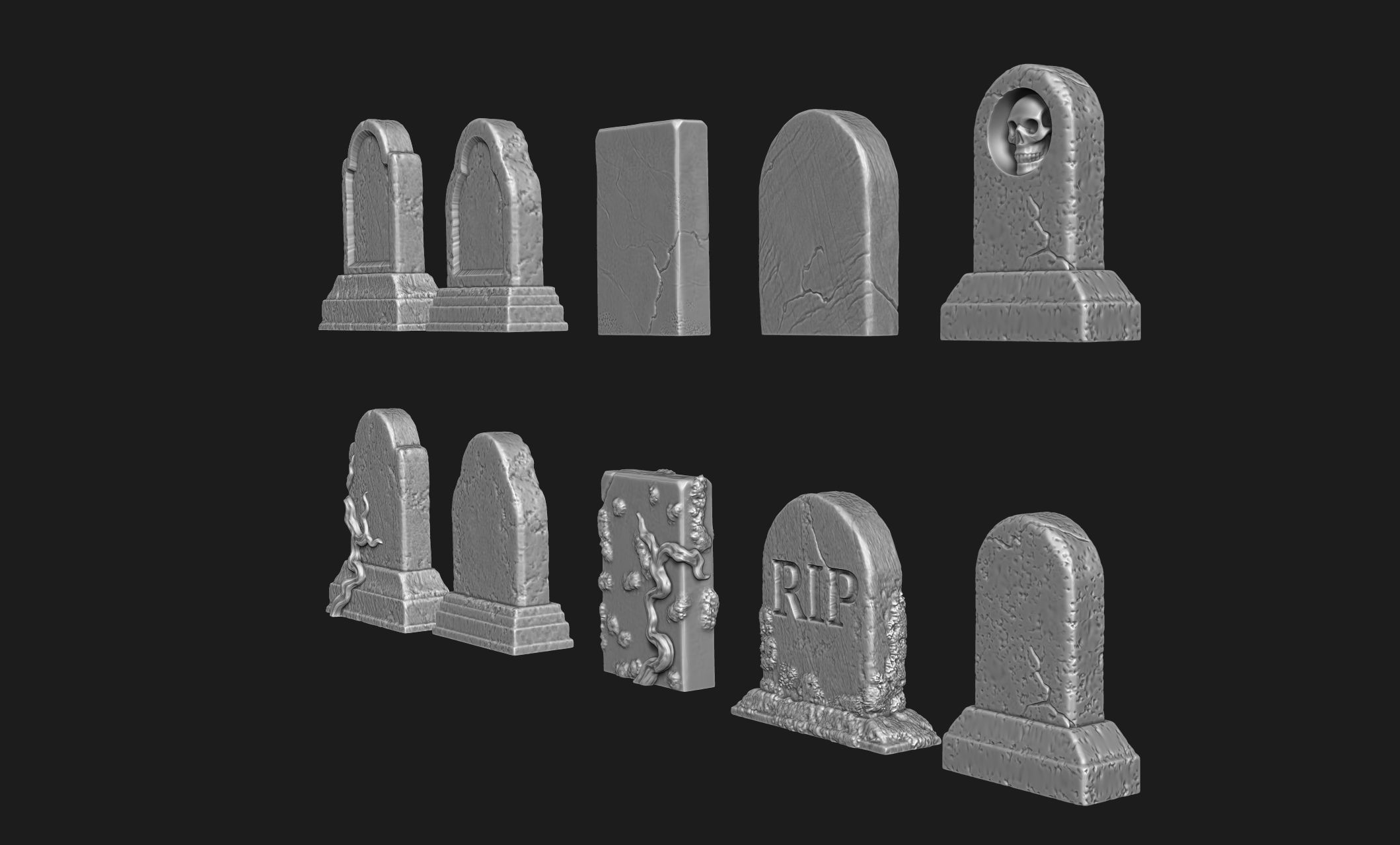 Tombstones-10 variants - 1-56 -28mm - Dioramas-Railway-Wargames Free 3D print model_3