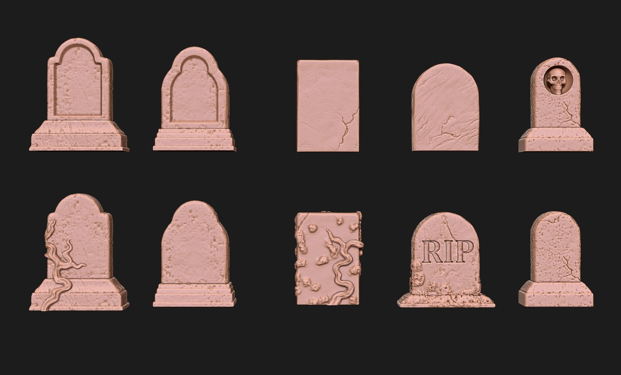 Tombstones-10 variants - 1-56 -28mm - Dioramas-Railway-Wargames Free 3D print model_9